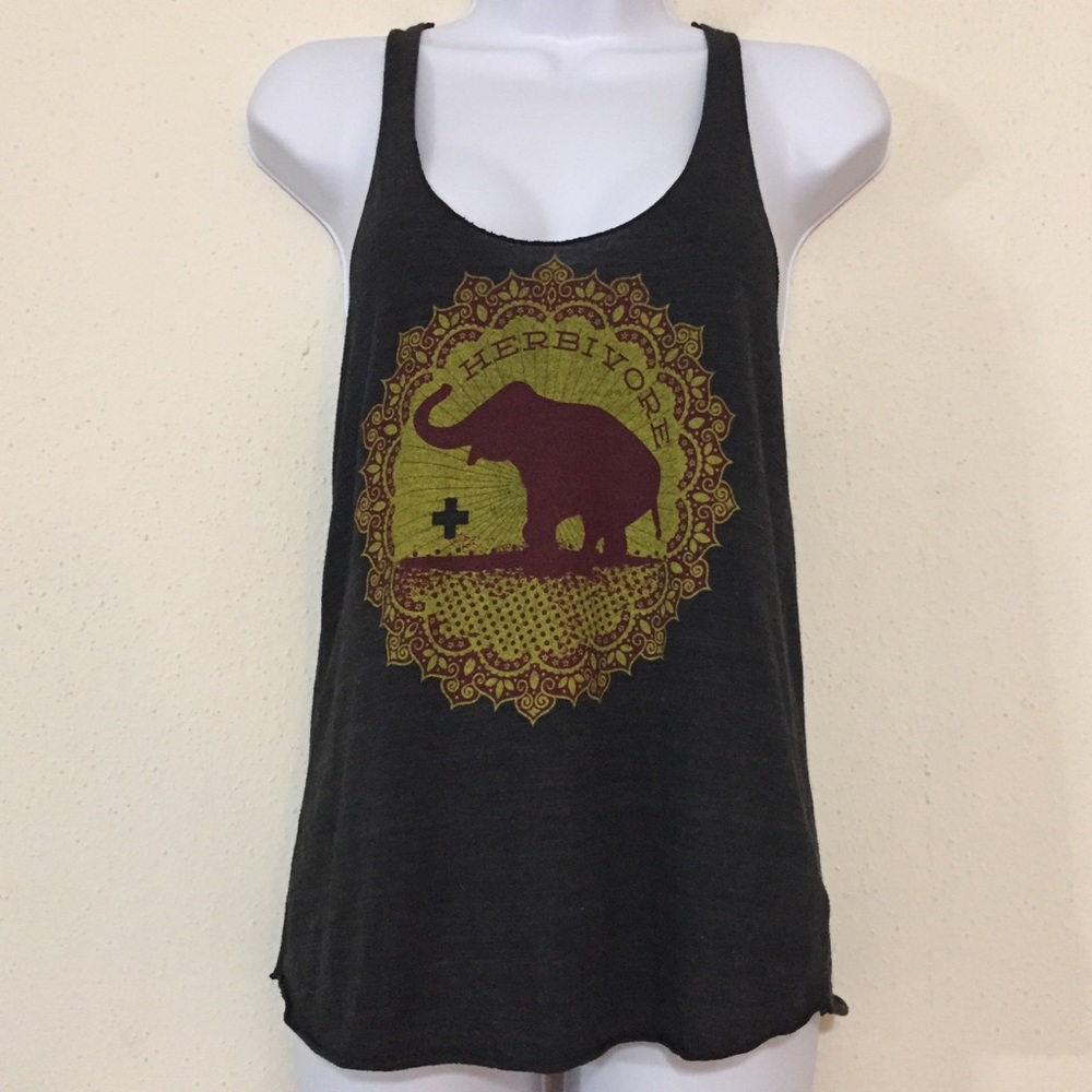 🐘 HERBIVORE DARK HEATHER GRAY RAZORBACK TANK